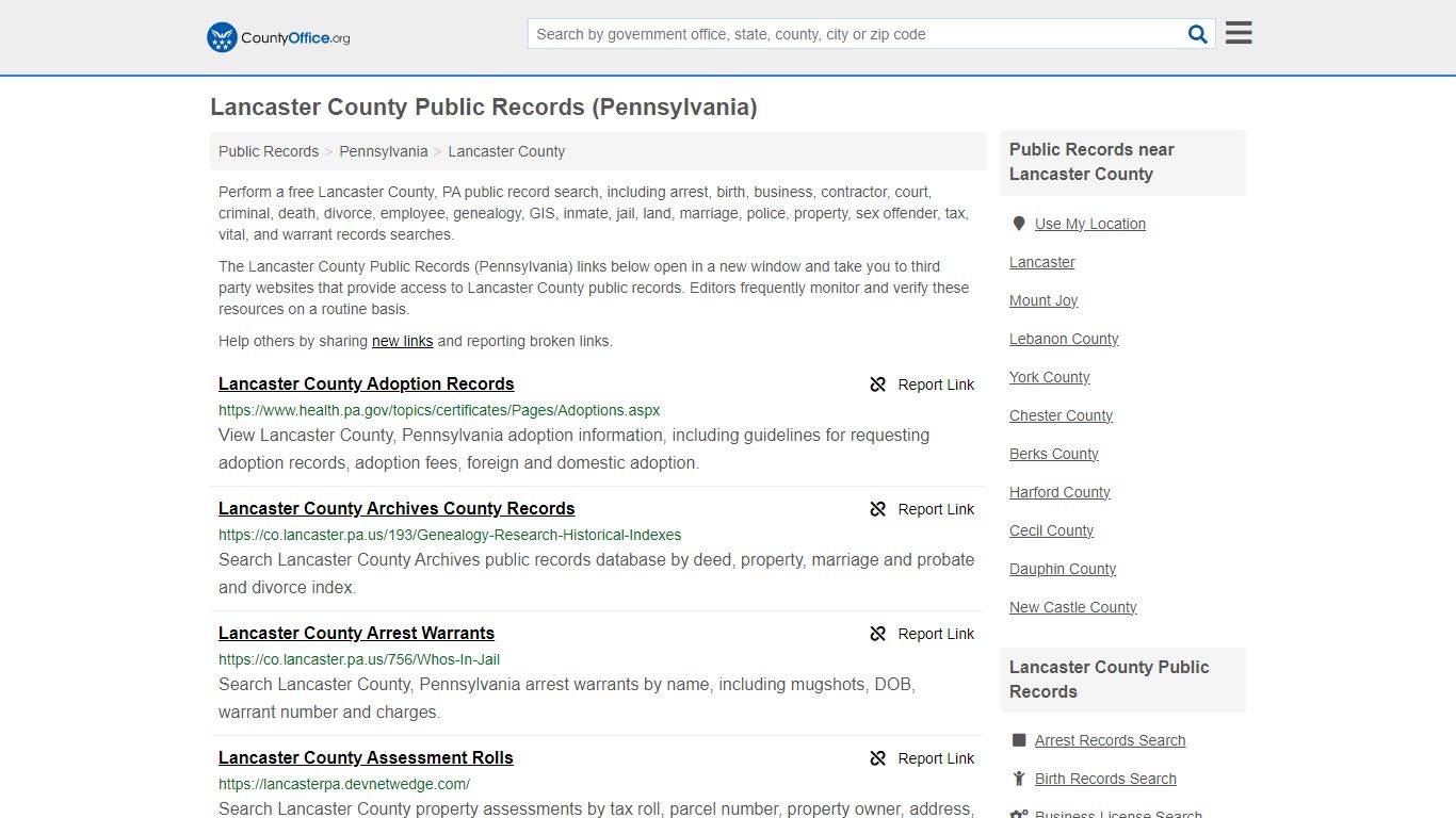 Lancaster County Public Records (Pennsylvania) - County Office